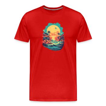 Strand - Männer Premium Bio T-Shirt - Rot - Vorne - Damien (186cm)