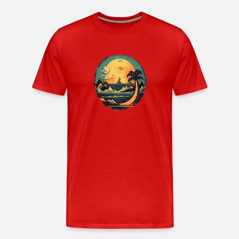 Strand - Männer Premium Bio T-Shirt - Rot