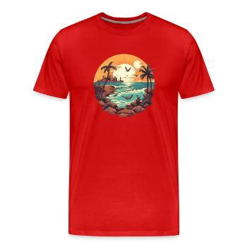 Strand - Männer Premium Bio T-Shirt - Rot - Vorne - Damien (186cm)