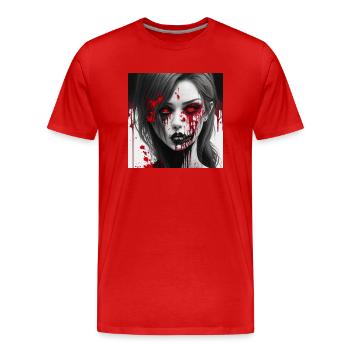 Zombie Lady. - Männer Premium Bio T-Shirt - Rot - Vorne - Damien (186cm)