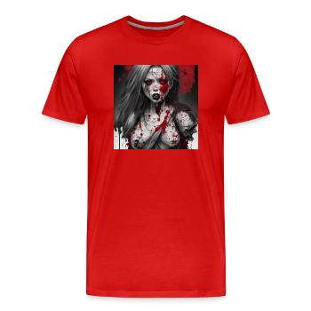 Zombie bloody face - Männer Premium Bio T-Shirt - Rot - Vorne - Damien (186cm)