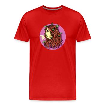 Zodiac - Star Sign - Virgo - neg - Männer Premium Bio T-Shirt - Rot - Vorne - Damien (186cm)