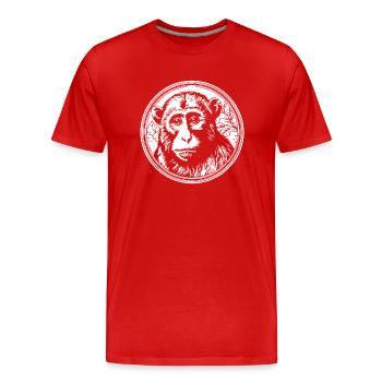 Affe Affen Affengesicht Dschungel - Männer Premium Bio T-Shirt - Rot - Vorne - Damien (186cm)
