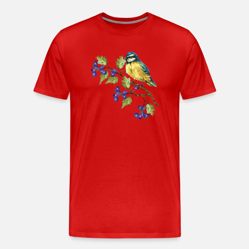 Bunter Vogel - Männer Premium Bio T-Shirt - Rot