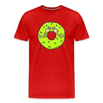 Lächelnder süßer Cartoon-Donut: Entzückender Leckerbissen! - Männer Premium Bio T-Shirt - Rot - Vorne - Damien (186cm)