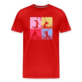 volleyball,volleyballer, Beachball,bunt - Männer Premium Bio T-Shirt - Rot - Vorne - Damien (186cm)