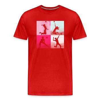 volleyball,volleyballer, Beachball,Graffiti,pink - Männer Premium Bio T-Shirt - Rot - Vorne - Damien (186cm)