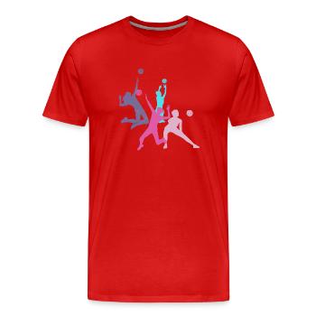 volleyball,volleyballer, Beachball,Graffiti,pink - Männer Premium Bio T-Shirt - Rot - Vorne - Damien (186cm)