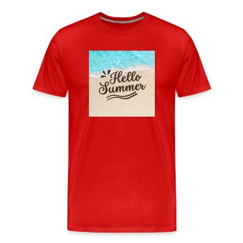 Hallo Sommer - Männer Premium Bio T-Shirt - Rot - Vorne - Damien (186cm)