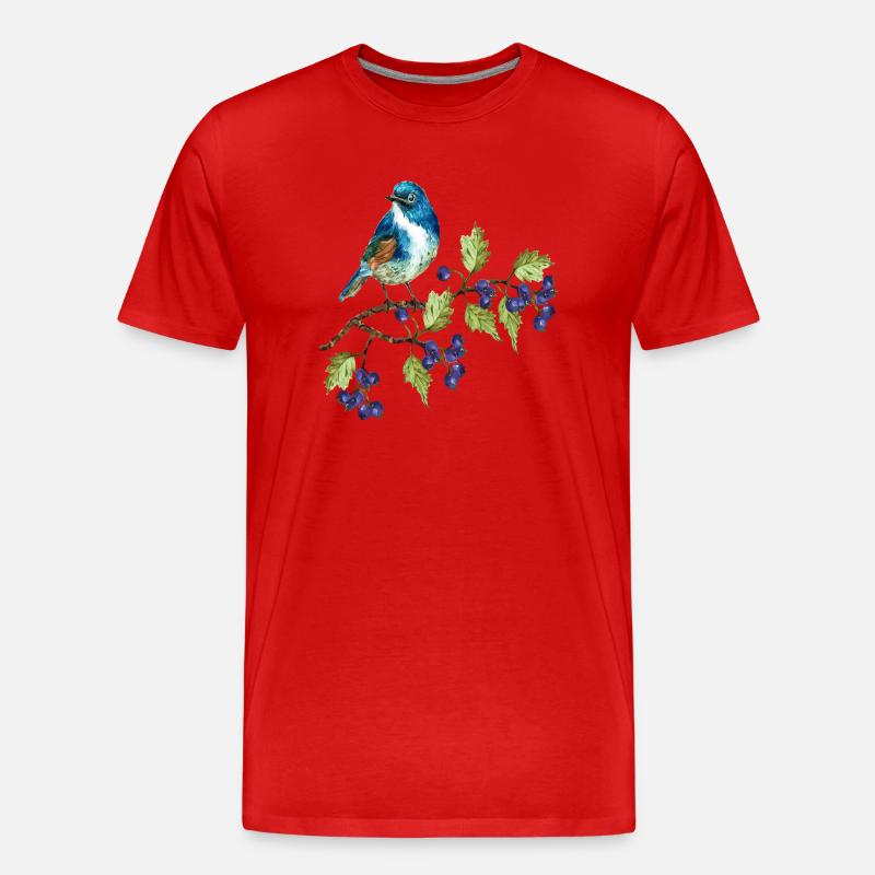 Bunter Vogel - Männer Premium Bio T-Shirt - Rot