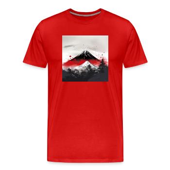 Magical Mount Fuji - Men's Premium Organic T-Shirt - red - Front - Damien (186cm)