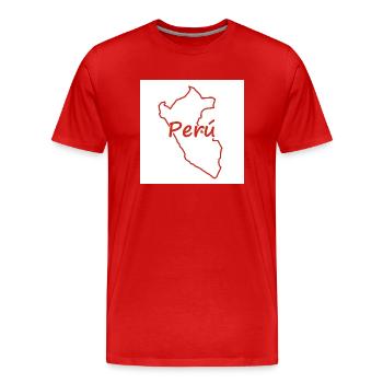 Carte du Pérou - T-shirt bio Premium Homme - rouge - Devant - Damien (186cm)