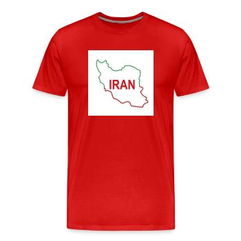 Carte de l’Iran - T-shirt bio Premium Homme - rouge - Devant - Damien (186cm)