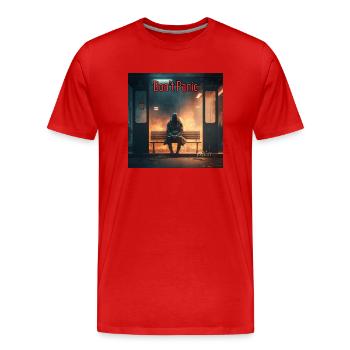Keine Panik - Männer Premium Bio T-Shirt - Rot - Vorne - Damien (186cm)