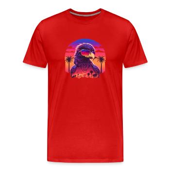 Synthwave eagle - Men's Premium Organic T-Shirt - red - Front - Damien (186cm)