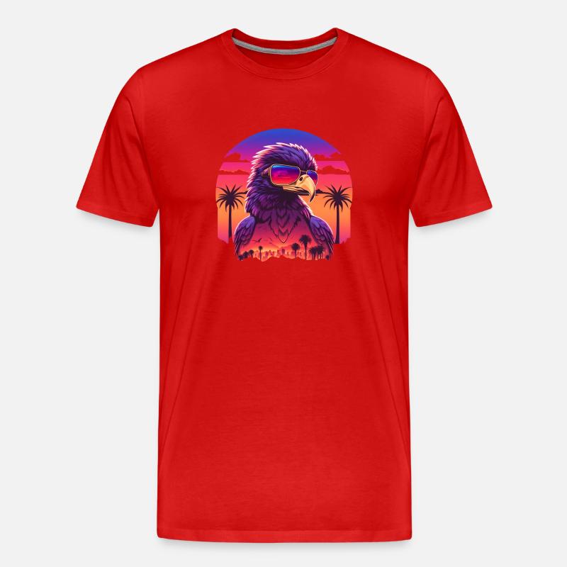 Synthwave eagle - Men's Premium Organic T-Shirt - red