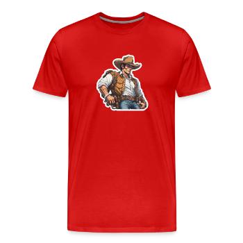 Wild West Cowboy - Männer Premium Bio T-Shirt - Rot - Vorne - Damien (186cm)