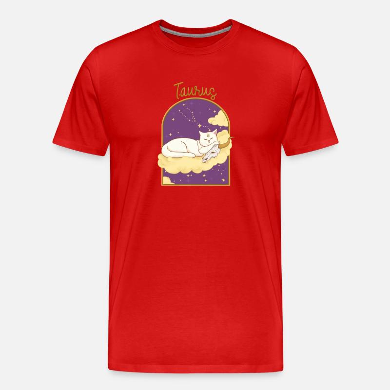 Taurus Zodiac Sign Cat - Männer Premium Bio T-Shirt - Rot