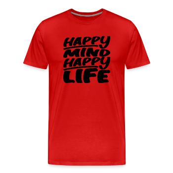 heureux Vie heureuse - T-shirt bio Premium Homme - rouge - Devant - Damien (186cm)