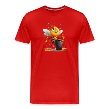 L’abeille a découvert le pot de miel sucré - T-shirt bio Premium Homme - rouge - Devant - Damien (186cm)