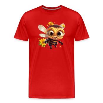 Drôle d’abeille mellifère - T-shirt bio Premium Homme - rouge - Devant - Damien (186cm)