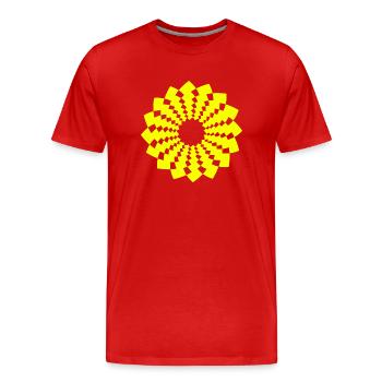 om zeichen chakra blume kreis spirit neon gelb - Männer Premium Bio T-Shirt - Rot - Vorne - Damien (186cm)
