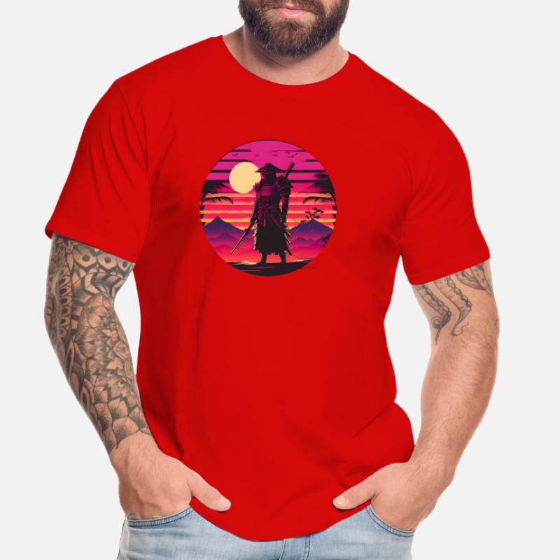 Synthwave Samurai Sunset Men's Premium Organic T-Shirt