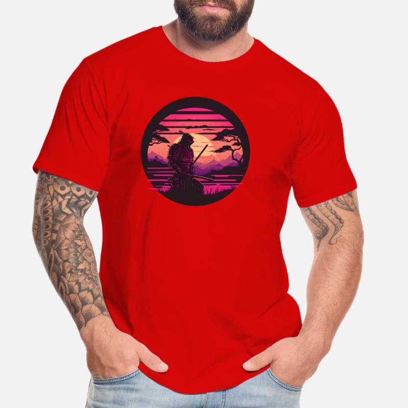 Synthwave Samurai with katana Men's Premium Organic T-Shirt