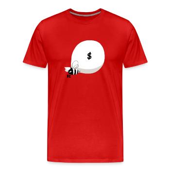 Biene & Überfall - B&W - Männer Premium Bio T-Shirt - Rot - Vorne - Damien (186cm)
