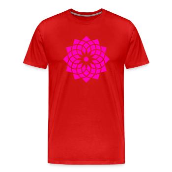 heilige geometrie yoga lebensblume neon pink rosa - Männer Premium Bio T-Shirt - Rot - Vorne - Damien (186cm)