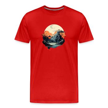 Paysage - T-shirt bio Premium Homme - rouge - Devant - Damien (186cm)