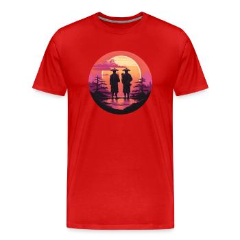 Synthwave japan traditional men - Männer Premium Bio T-Shirt - Rot - Vorne - Damien (186cm)