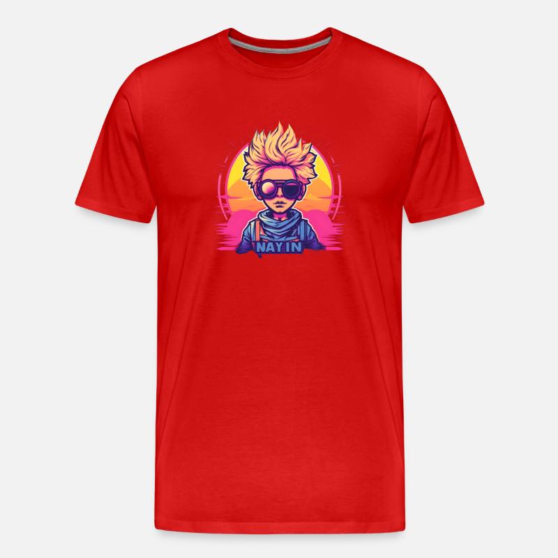 Synthwave Boy Sunset - Männer Premium Bio T-Shirt - Rot