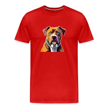 American Staffordshire Terrier - T-shirt bio Premium Homme - rouge - Devant - Damien (186cm)