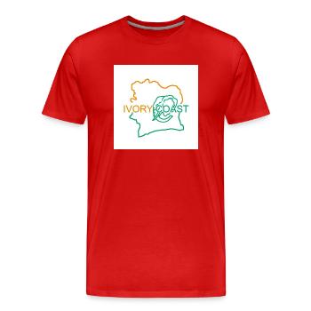 Carte de la Côte d’Ivoire - T-shirt bio Premium Homme - rouge - Devant - Damien (186cm)