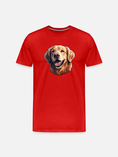 Golden Retriever Dog - Men's Premium Organic T-Shirt - red