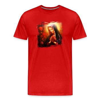 Holly Mary Maria Madonna Mariana Virgin Mary Holy - Men's Premium Organic T-Shirt - red - Front - Damien (186cm)
