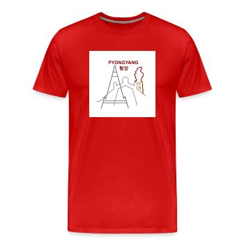 Pyongyang - T-shirt bio Premium Homme - rouge - Devant - Damien (186cm)