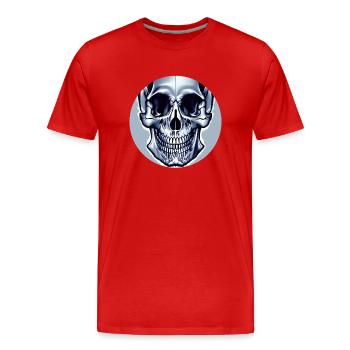 Grey Skull - Abstract - Men's Premium Organic T-Shirt - red - Front - Damien (186cm)