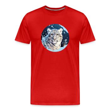 Snowy Leopard - Men's Premium Organic T-Shirt - red - Front - Damien (186cm)
