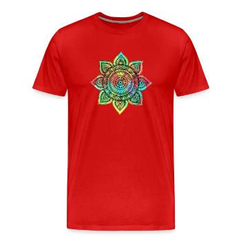 Mandala - Männer Premium Bio T-Shirt - Rot - Vorne - Damien (186cm)