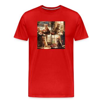 Sweet Cat - Männer Premium Bio T-Shirt - Rot - Vorne - Damien (186cm)