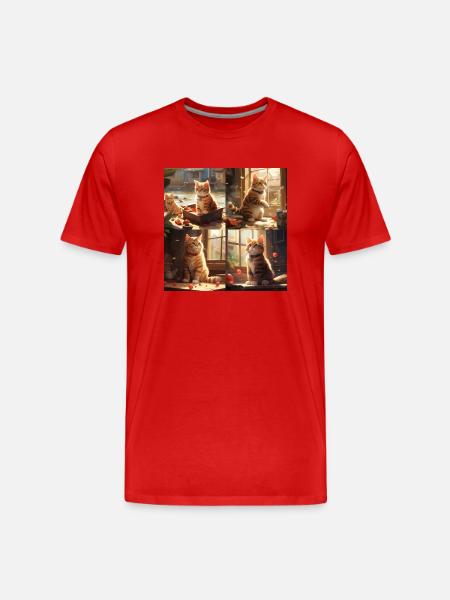 Sweet Cat - Männer Premium Bio T-Shirt - Rot