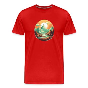 Landschaft - Männer Premium Bio T-Shirt - Rot - Vorne - Damien (186cm)