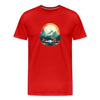 Landschaft - Männer Premium Bio T-Shirt - Rot - Vorne - Damien (186cm)