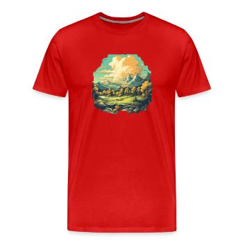 Landschaft - Männer Premium Bio T-Shirt - Rot - Vorne - Damien (186cm)