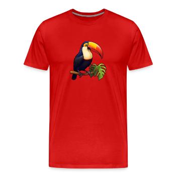 Bird Toucan Comic Style - Men's Premium Organic T-Shirt - red - Front - Damien (186cm)