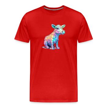 Riko, das bunte Kalb - Männer Premium Bio T-Shirt - Rot - Vorne - Damien (186cm)