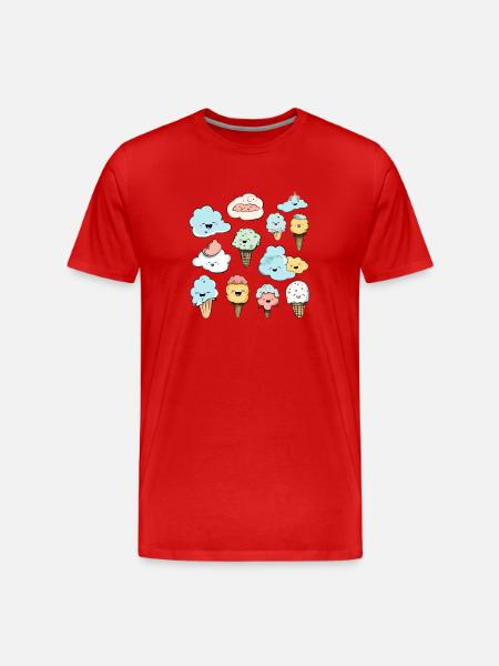 Kawaii-Eis und Waffeln - Männer Premium Bio T-Shirt - Rot