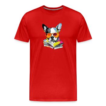 Lassi, der gelehrte Hund - Männer Premium Bio T-Shirt - Rot - Vorne - Damien (186cm)